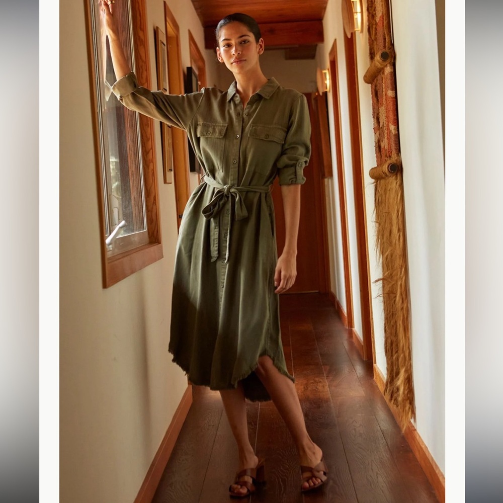 NWT Thread & Supply Long Sleeve Bobbi Dress Olive Green Large - Picture 4 of 17